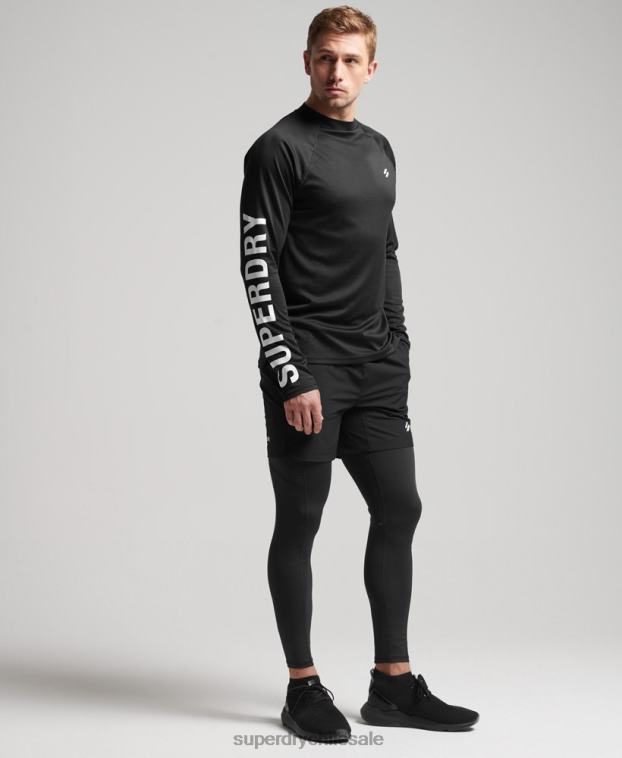 hombres Superdry negro top de tren con cuello alzado 2R68Z5374