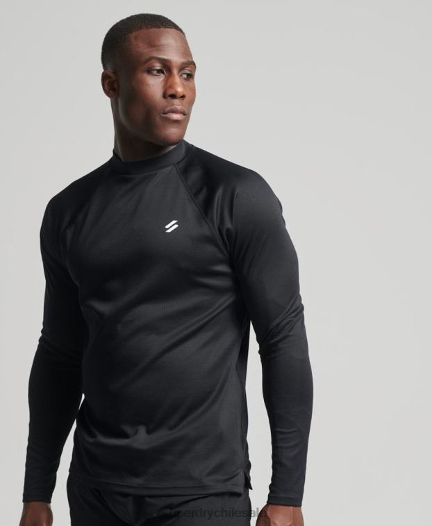 hombres Superdry negro top de tren con cuello alzado 2R68Z5392