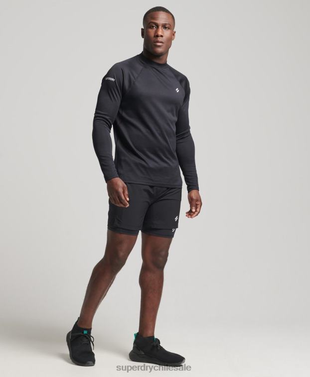 hombres Superdry negro top de tren con cuello alzado 2R68Z5392
