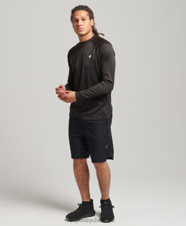 hombres Superdry negro top de tren con cuello alzado y logo 2R68Z5378