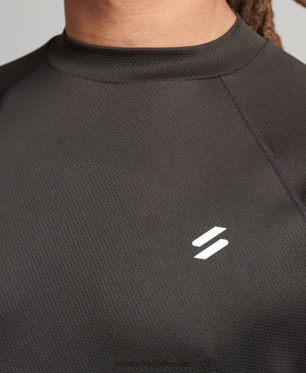 hombres Superdry negro top de tren con cuello alzado y logo 2R68Z5378