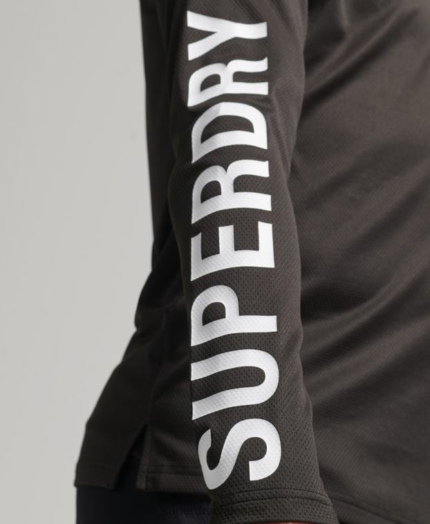 hombres Superdry negro top de tren con cuello alzado y logo 2R68Z5378