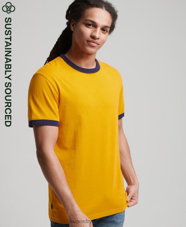 hombres Superdry oro camiseta holgada vintage de algodón orgánico con cuello vuelto 2R68Z4933