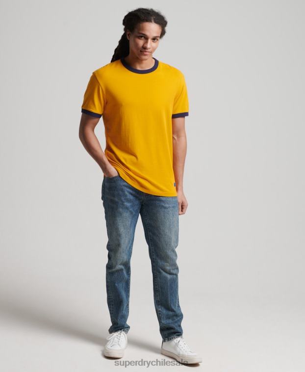hombres Superdry oro camiseta holgada vintage de algodón orgánico con cuello vuelto 2R68Z4933