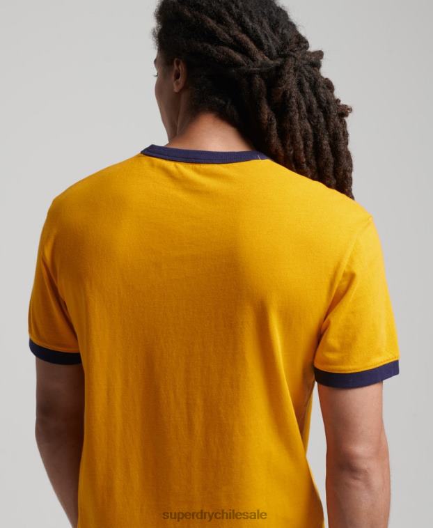 hombres Superdry oro camiseta holgada vintage de algodón orgánico con cuello vuelto 2R68Z4933