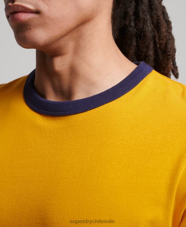 hombres Superdry oro camiseta holgada vintage de algodón orgánico con cuello vuelto 2R68Z4933