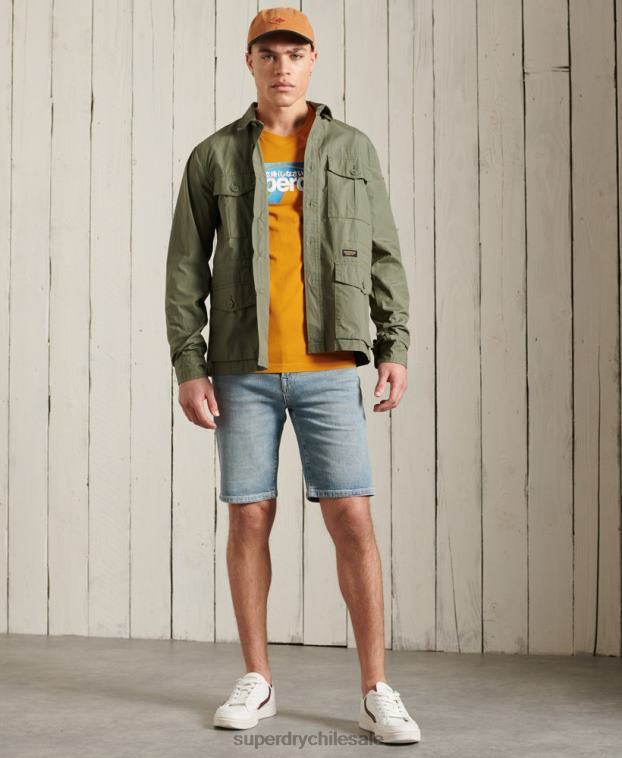 hombres Superdry oro top de manga larga con logo central cali 2R68Z6444