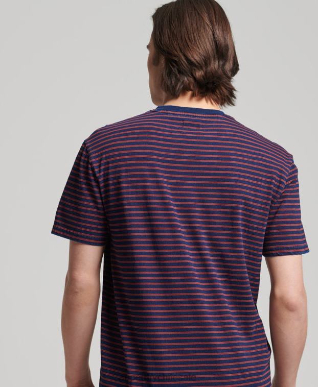 hombres Superdry rojo camiseta añil vintage con tiras 2R68Z4856