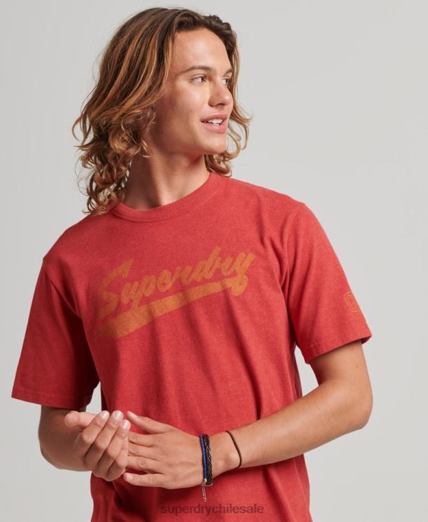 hombres Superdry rojo camiseta con texto de ciudad atlética 2R68Z4894