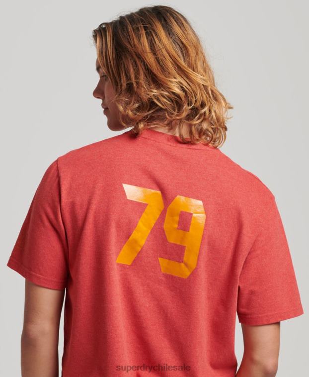 hombres Superdry rojo camiseta con texto de ciudad atlética 2R68Z4894