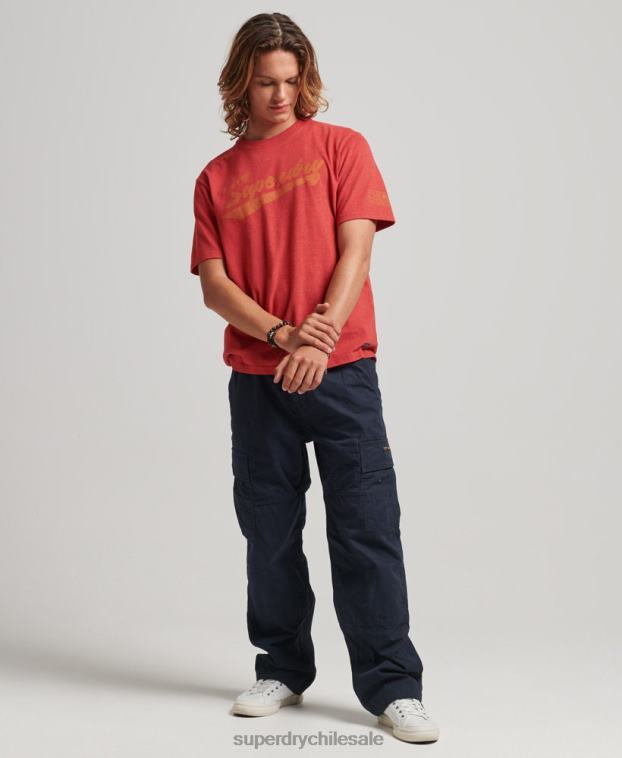 hombres Superdry rojo camiseta con texto de ciudad atlética 2R68Z4894