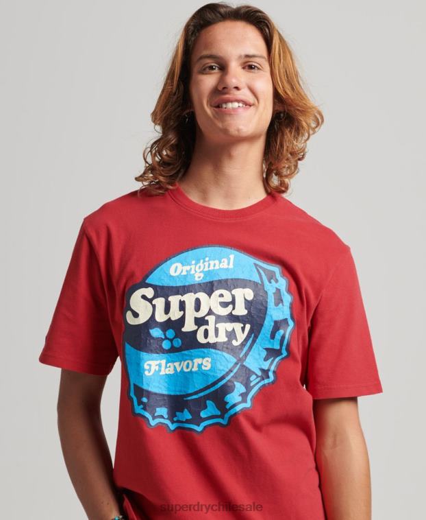 hombres Superdry rojo camiseta gráfica cooper retro años 70 2R68Z4878