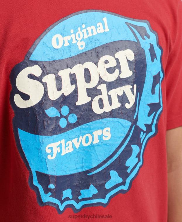hombres Superdry rojo camiseta gráfica cooper retro años 70 2R68Z4878