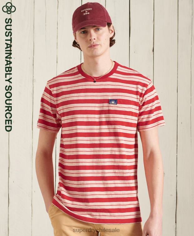 hombres Superdry rojo camiseta holgada cali surf de algodón orgánico 2R68Z4983