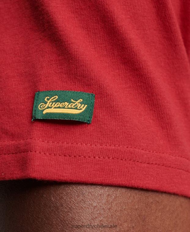 hombres Superdry rojo camiseta universitaria vintage con guión 2R68Z88