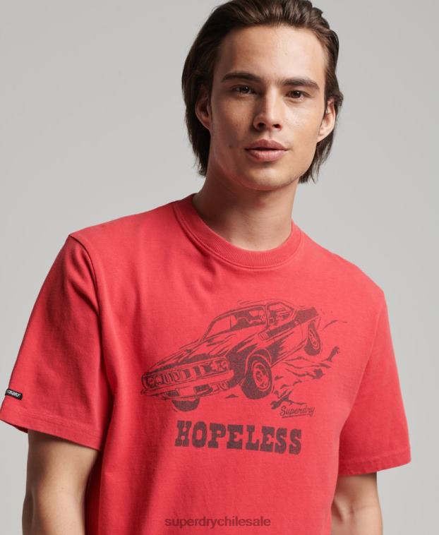 hombres Superdry rojo camiseta vintage con lineas cruzadas 2R68Z4895
