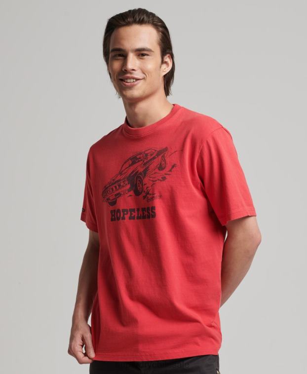 hombres Superdry rojo camiseta vintage con lineas cruzadas 2R68Z4895
