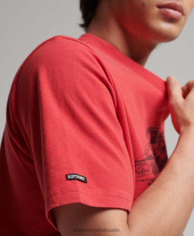 hombres Superdry rojo camiseta vintage con lineas cruzadas 2R68Z4895