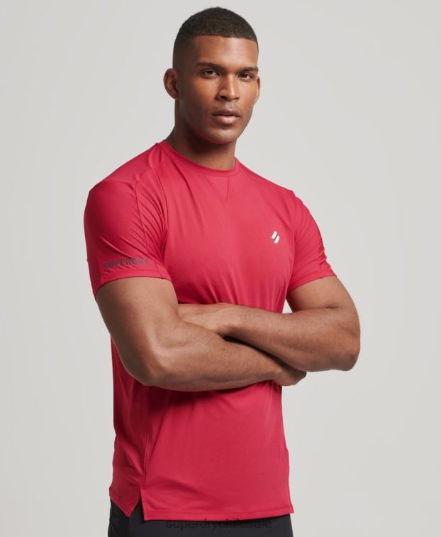 hombres Superdry rojo correr camiseta de manga corta 2R68Z5395