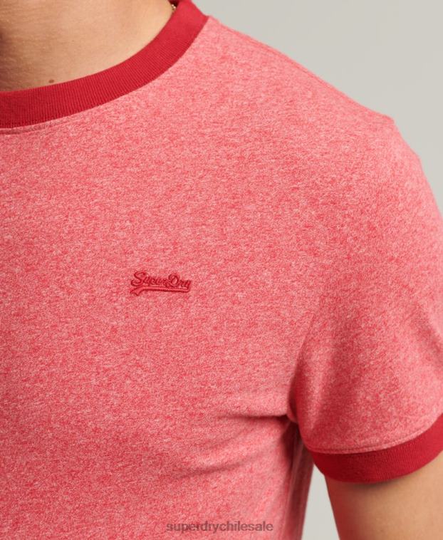 hombres Superdry rojo playera con cuello redondo y logo Essential de algodón orgánico 2R68Z4901