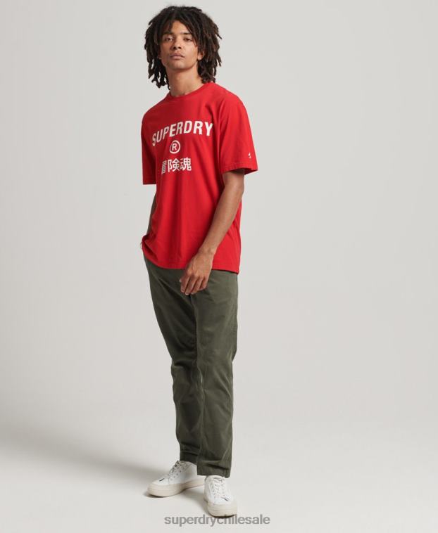 hombres Superdry rojo playera deportiva code core 2R68Z4937