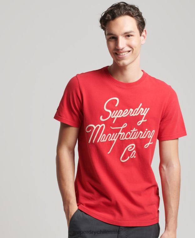 hombres Superdry rojo playera estilo script vintage 2R68Z4890