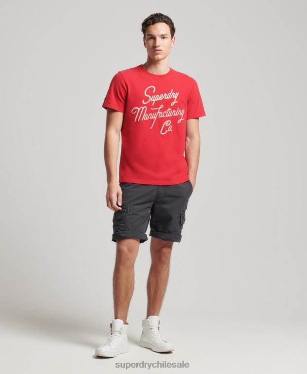 hombres Superdry rojo playera estilo script vintage 2R68Z4890