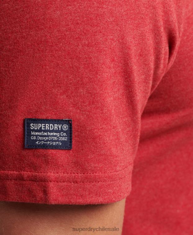 hombres Superdry rojo playera jaspeada con logo corporativo vintage 2R68Z4826