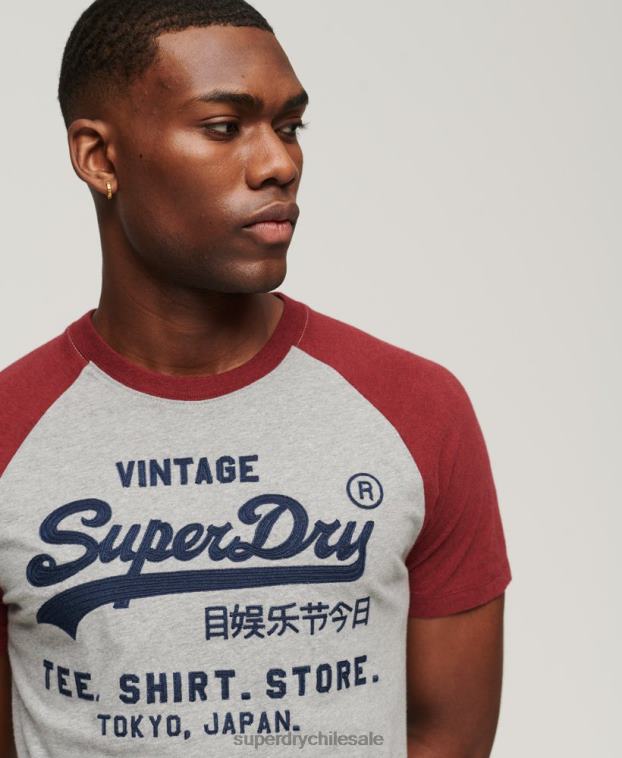 hombres Superdry rojo playera raglán vintage con logo de tienda 2R68Z72