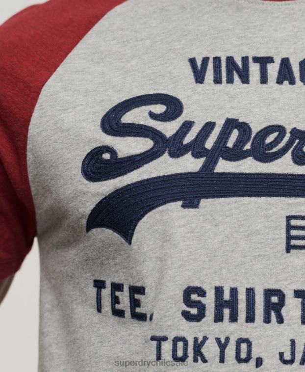 hombres Superdry rojo playera raglán vintage con logo de tienda 2R68Z72
