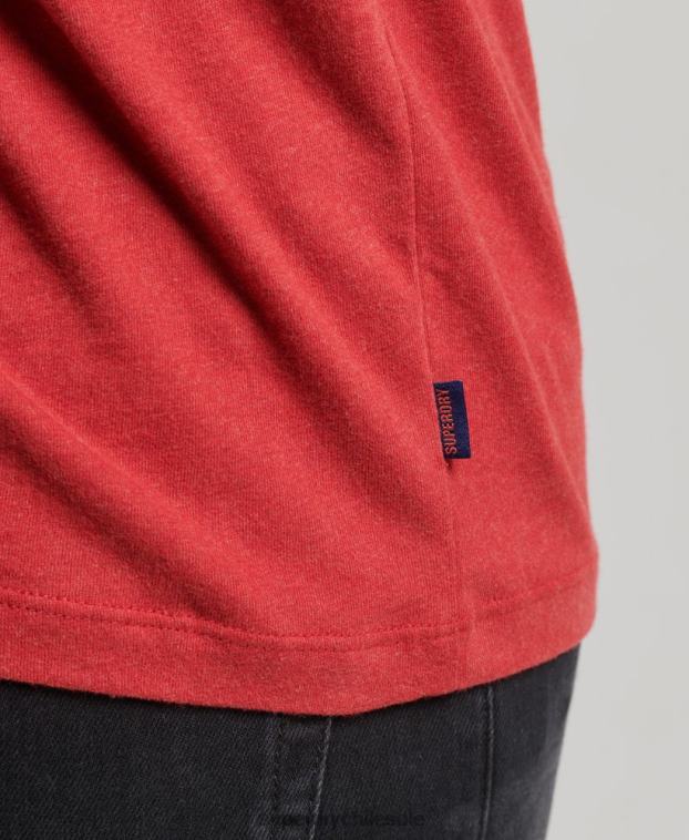 hombres Superdry rojo top básico de béisbol de manga larga de algodón orgánico 2R68Z1577