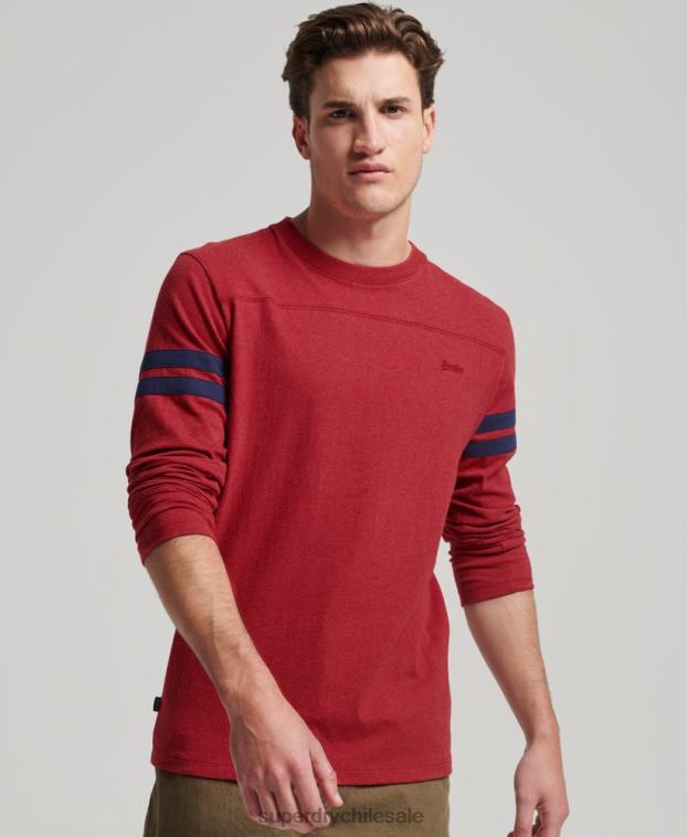 hombres Superdry rojo top de algodón orgánico con logo vintage 2R68Z1474