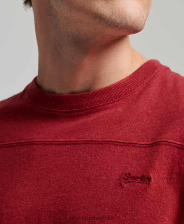 hombres Superdry rojo top de algodón orgánico con logo vintage 2R68Z1474