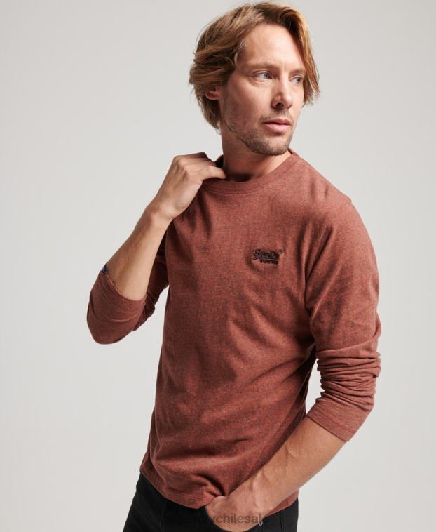 hombres Superdry rojo top de algodón orgánico con logo vintage bordado 2R68Z1468