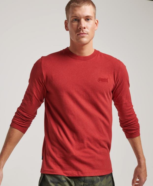 hombres Superdry rojo top de algodón orgánico con logo vintage bordado 2R68Z1515