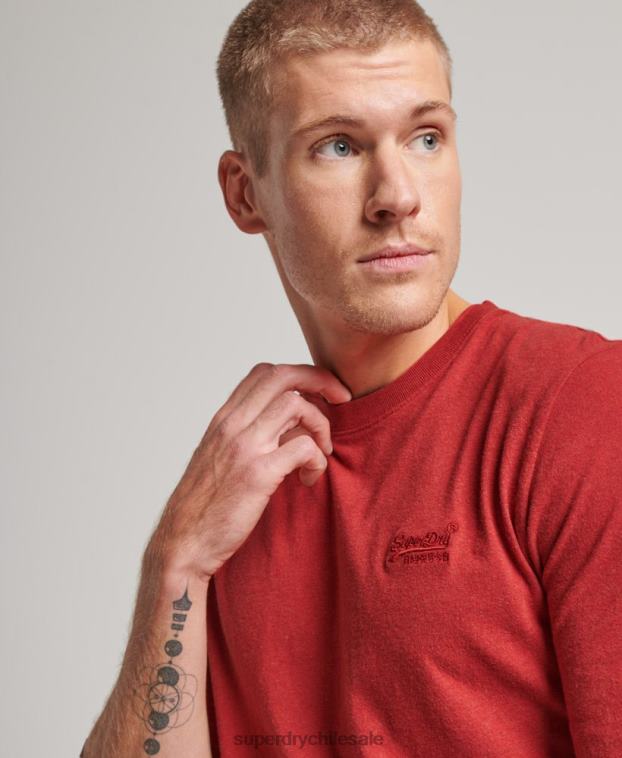 hombres Superdry rojo top de algodón orgánico con logo vintage bordado 2R68Z1515