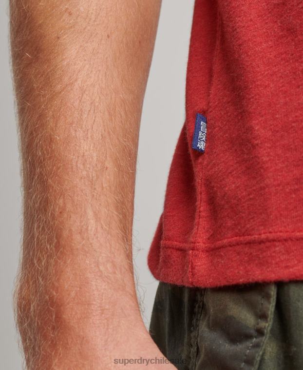 hombres Superdry rojo top de algodón orgánico con logo vintage bordado 2R68Z1515