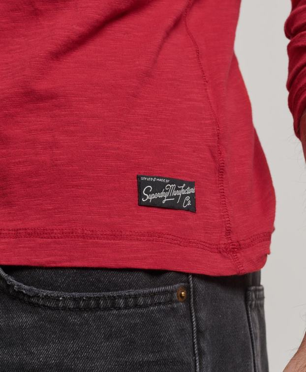 hombres Superdry rojo top de manga larga flameado sobreteñido 2R68Z1492