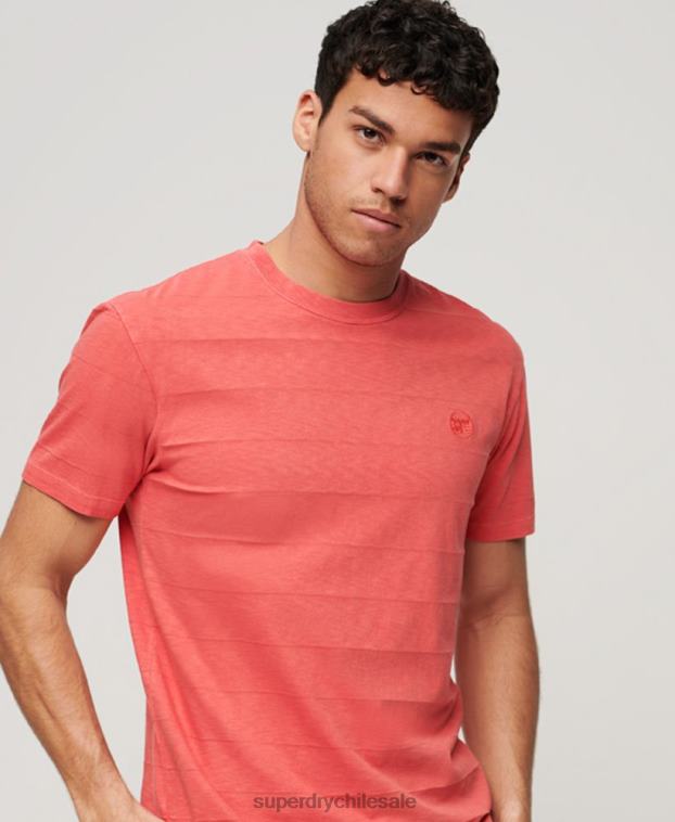 hombres Superdry rosa camiseta de algodón orgánico con textura vintage 2R68Z31