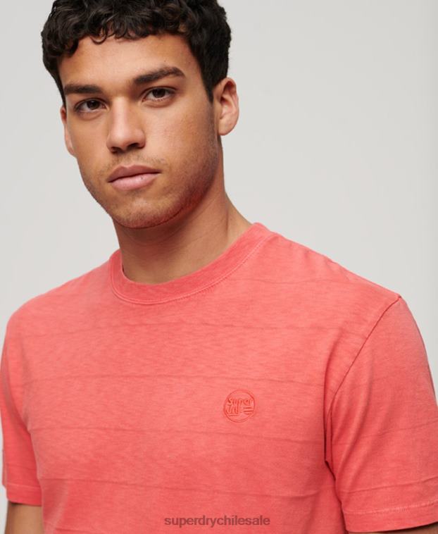 hombres Superdry rosa camiseta de algodón orgánico con textura vintage 2R68Z31