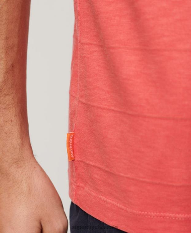 hombres Superdry rosa camiseta de algodón orgánico con textura vintage 2R68Z31