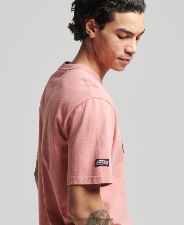 hombres Superdry rosa camiseta surfera ranchera vintage 2R68Z4854