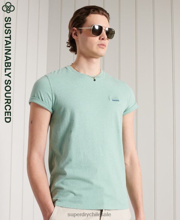 hombres Superdry turquesa camiseta de algodón orgánico con bordado vintage 2R68Z4959