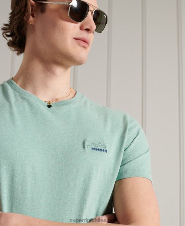 hombres Superdry turquesa camiseta de algodón orgánico con bordado vintage 2R68Z4959