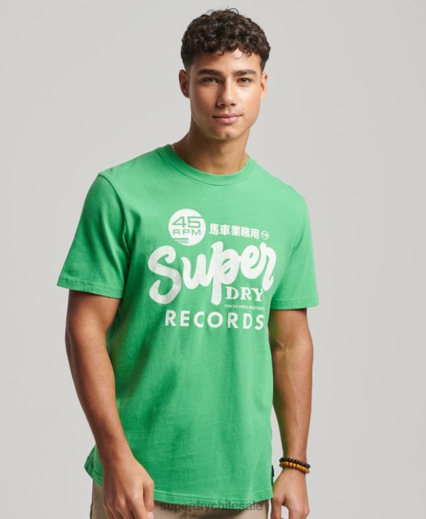 hombres Superdry verde camiseta clásica reelaborada 2R68Z20