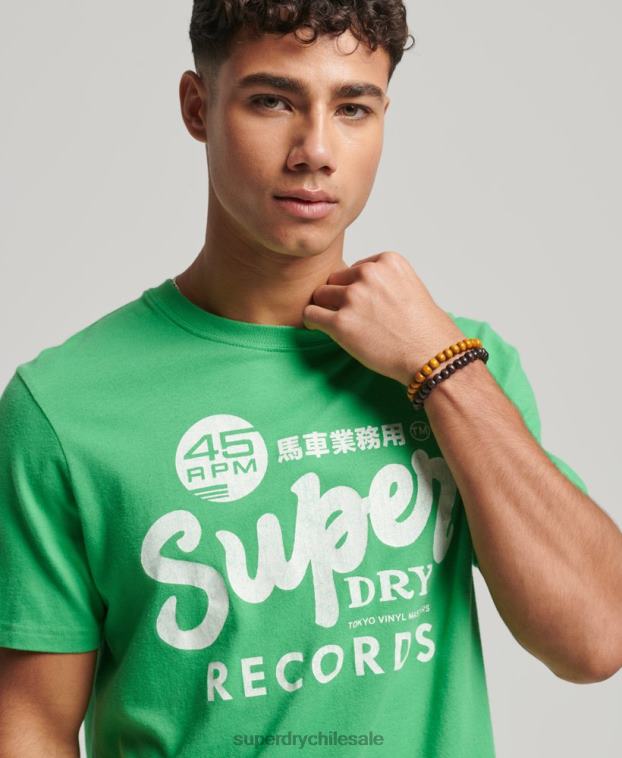 hombres Superdry verde camiseta clásica reelaborada 2R68Z20