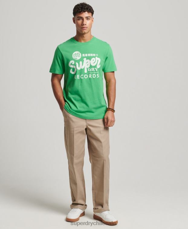 hombres Superdry verde camiseta clásica reelaborada 2R68Z20