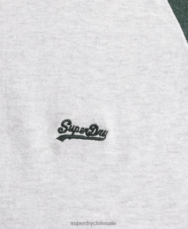 hombres Superdry verde camiseta de béisbol con logo esencial de algodón orgánico 2R68Z4903