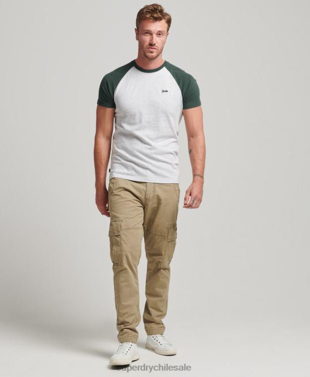 hombres Superdry verde camiseta de béisbol con logo esencial de algodón orgánico 2R68Z4903