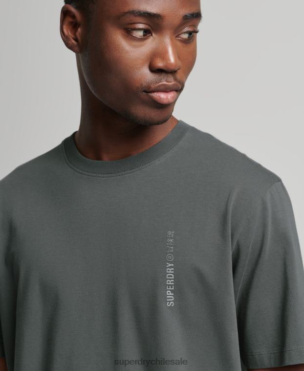hombres Superdry verde camiseta holgada lineal con logo central 2R68Z4977